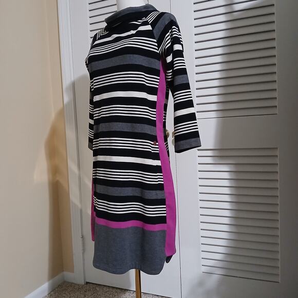 Hatley Medium Long-Sleeved Bodycon Cowl Neck Cotton Spandex Dress Striped - Picture 6 of 16